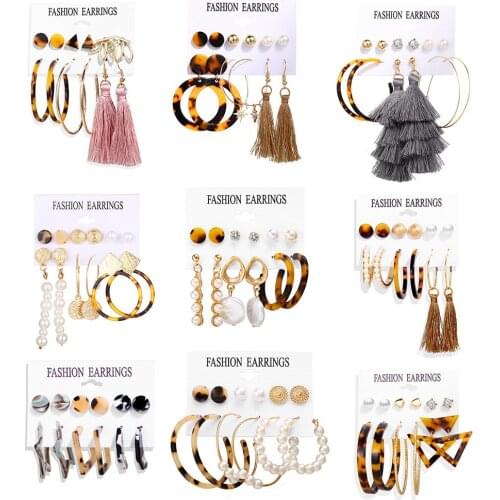 2021 New Earrings Women Bohemian Pearl Acrylic Acetate Board Shell Earrings Womens Jewelry Gift Statement Earrings Wholesale
