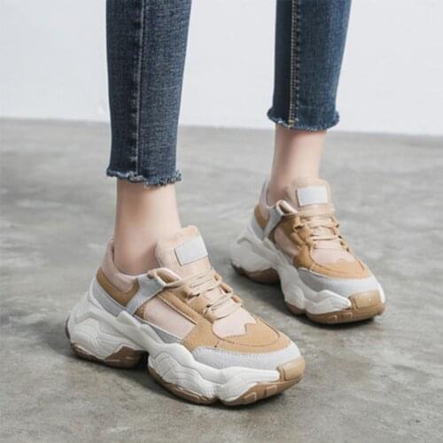 Women Chunky Classic Sneakers Suede Ladies Casual Platform Womens Autumn Comfort Fashion Lace Up Woman Female Vulcanized Shoes