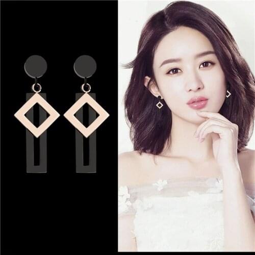 Hollow-out Lozenge Rose Gold Earrings for Women Classic high Quality Banquet Women Earring Jewelry Drop shipping