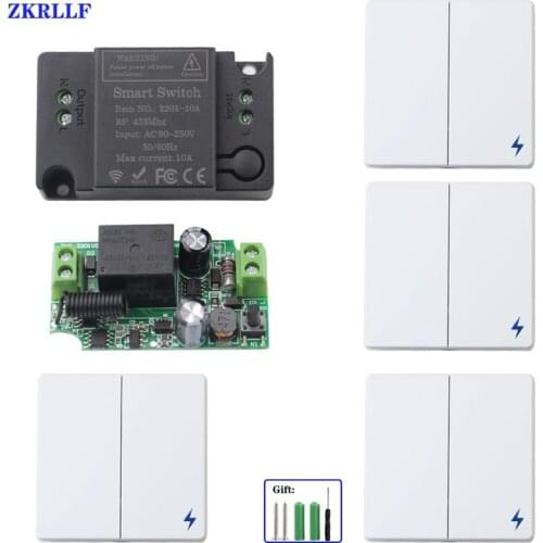 ZKRLLF 433Mhz Switch Universal Wireless Remote Control AC 220V 10Amp 1CH RF Relay Receiver Transmitter for LED/Light/Fan Lamp