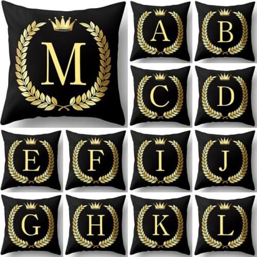 1Pcs Black Golden Crown Letter New Year Accessories Polyester 45*45cm Cushion Cover Sofa Home Decoration Throw Pillowcase