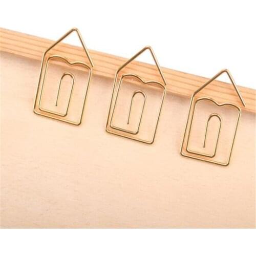 12pcs Metal House Paper Clip Planner Memo Clip Cartoon Bookmark Creative Shape Pin Invisible Paperclip Binding Pin Office Gift