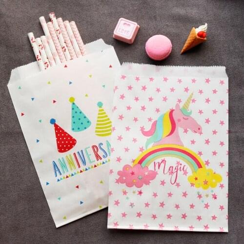 20pcs/25pcs Kraft Paper Bag Sweets Candy Packing Pouches Party Favor Bags Chevron Polka Dot Stripe Print Paper craft Bakery Bag