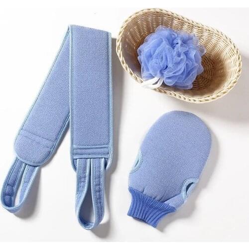 3pcs/set Body Cleaning Washcloth Soft Brush Home Hotel Bathroom Shower Ball Back Scrubber Set Exfoliating Skin Towel Bath Gloves