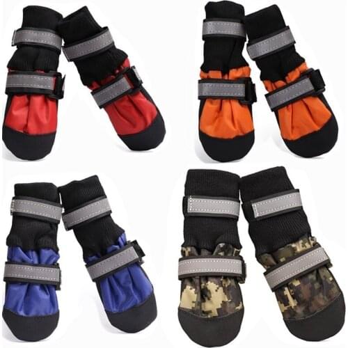 4 Pcs/Lot Soft Sole Dog Shoes Outdoor Walking Dog Socks Dog Boots Waterproof Cloth Anti-slip Snow Rain Protector Shoes for Dogs