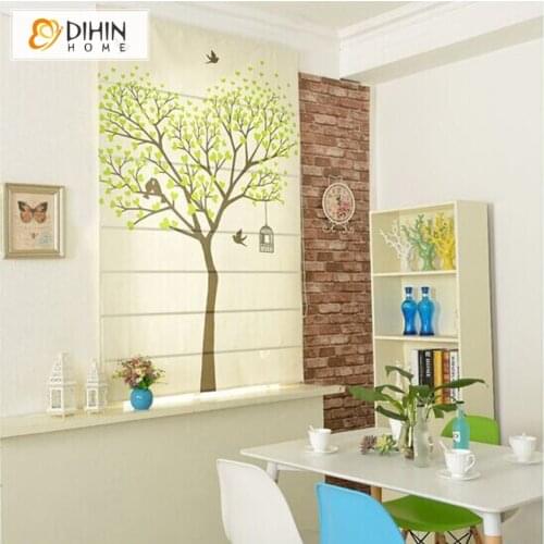Free Shipping Pastoral Tree Printed Curtain Window Treatment Roman Blinds Customized Size Roller Blind Free Shipping