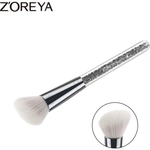 ZOREYA Brand Professional Angled Blusher Makeup Brushes Comfortable Synthetic Hair Twinkling Crystal Plastic Handle Make Up Tool