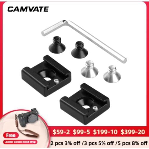 CAMVATE 2Pcs Hot Cold Shoe Mount With 1/4" Mounting Hole For DSLR Camera Rig/Cage/Cheese Plate/ Video /Flash Light/LCD Mounting