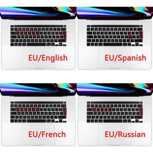 Spain Russian French EU Enter English Layout Keyboard Cover Skin For Macbook Pro 13 16 inch 2019 & 2020 A2251/ A2289 A2141 Model