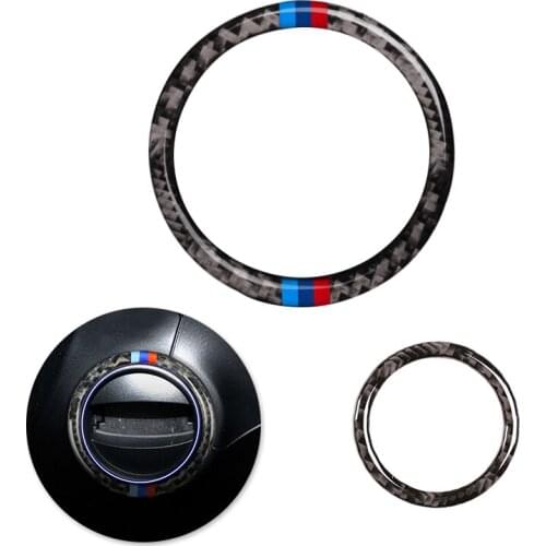 For BMW 5 Series E60 E61 2004 2005 - 2010 Car Accessories Interior Engine Start Stop Button Ignition Key Ring Carbon Fiber Cover