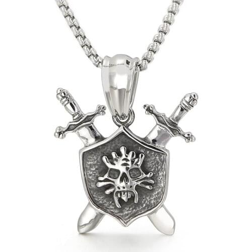 European and American retro exaggerated angel wings pirate skull skeleton mens titanium steel pendant