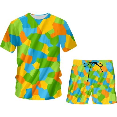 IFPD Summer Plus Size Women 3d Color Paint Print Mens Set Hot Sale Tshirt + Shorts Casual Hip Hop Streetwear Sportswear For Men