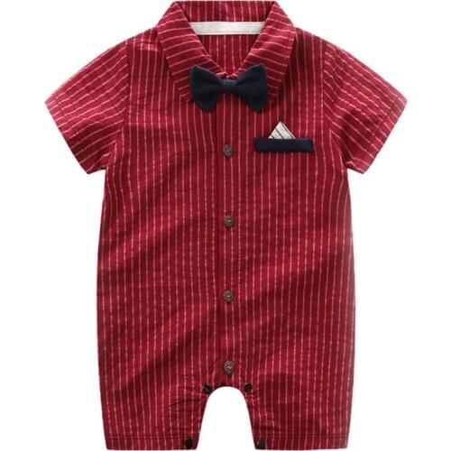 Infant Baby Boy Gentle Design Striped Short Sleeve Kids Girl Jumpsuit Newborn Clothes 0-24M Lovely Newborn Baby Clothes