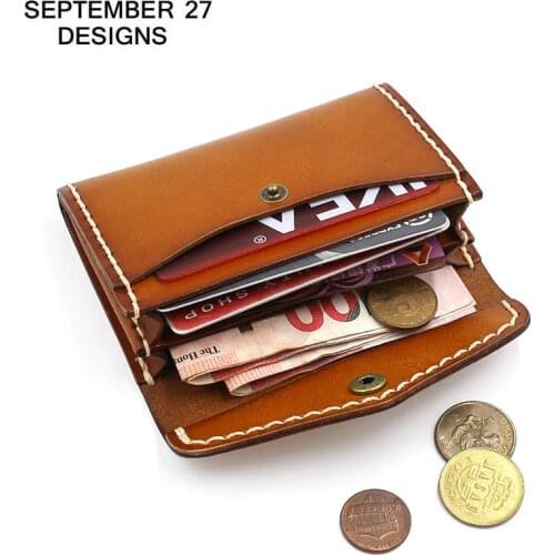 Credit/ID Card Case Genuine Leather Handmade High Quality Men Retro Small Wallet Bus/Name Card Holder Female Mini Coin Purses