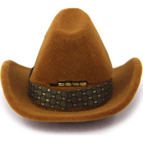 Creative Cowboy Hat Shape Rings Box Jewellery Display Storage Case