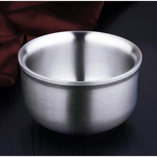 Stainless Steel Double Wall Insulated Round Rice Soup Bowl Kitchen Tableware