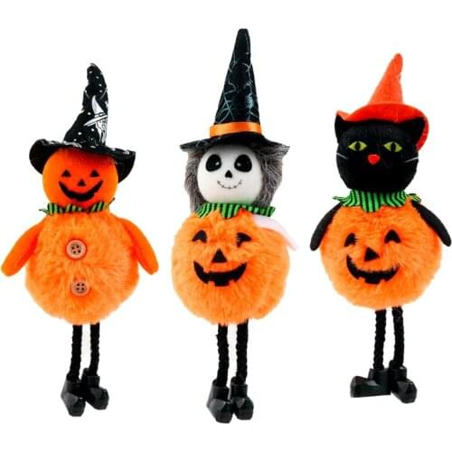 Halloween Smiley Pumpkin Gnome Doll Pendant Cute Cartoon Ghost Dwarf Elf Hanging Ornament Home Decor Festive Party