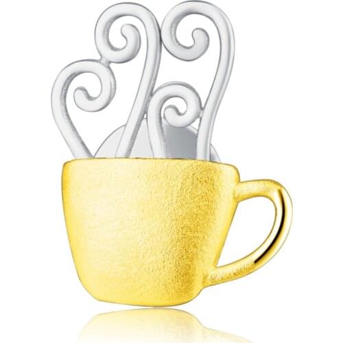 Lotus Fun Real 925 Sterling Silver Designer Handmade Fine Jewelry Lovely Afternoon Dating Hot Coffee Cup Brooches For Women