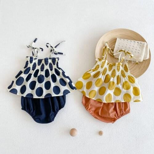 0-24M Newborn Kid Baby Girls 2pcs Clothes set polka dot Summer Top Tank shorts set Cute Sweet Beach Lovely Outfit