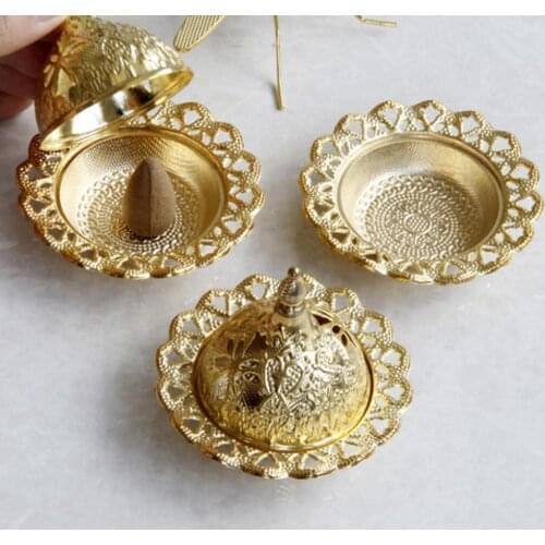 Mini Censer Lace Design Portable Metal Domestic Incense Burner for Home
