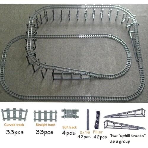 City Train Flexible Tracks trein Uphill track Rail Straight & Curved Rails Sets Compatible with lego Building Block Brick Model