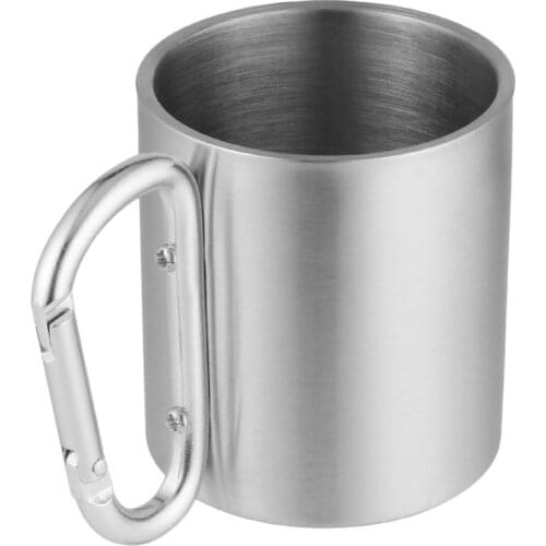 Outdoor Stainless Steel Water Tea Coffee Mug Self Lock Carabiner Handle Cup For Camping Hiking Climbing Portable Drop shipping