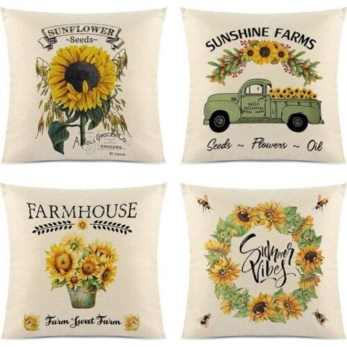Summer Farmhouse Sunflower Pillow Covers 18X18Inches Throw Pillow Covers, Suitable for Home Outdoor Decor