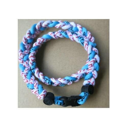 NEW titanium 3 ropes tornado braided titanium necklace baseball football Germanium&Titanium many colors size 18" 20" 22"