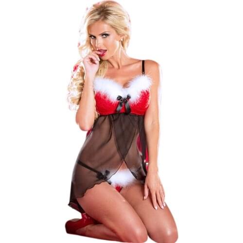 New Sexy Women Christmas Costume Lingerie Set Fashion Santa Claus Cosplay Sexy Christmas Uniform Fancy Dress Sleepwear Underwear