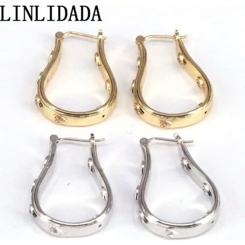 5Pairs, New Design CZ Geometric Hoops Women Accessories Female Golden Silver Color Ear Jewelry