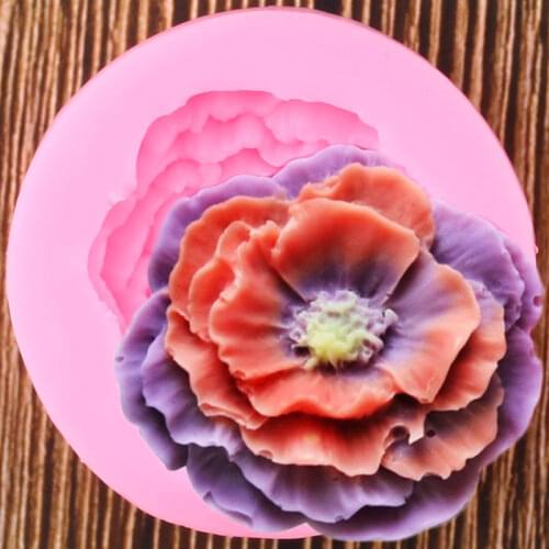 Peony Flower Silicone Molds Soap Making For Embossed Sugar Arts Flower DIY Wedding Decor Candle Wax-Resin Handmade Soap Form