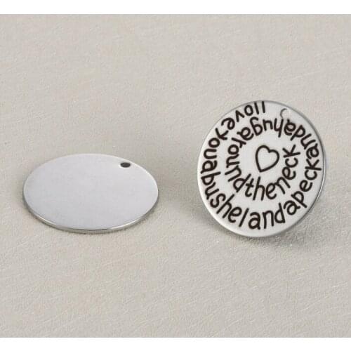 20pcs/lot 25mm "I love you a bushel and a peck and a hug "Stainless Steel Charms For Diy Jewellery Making
