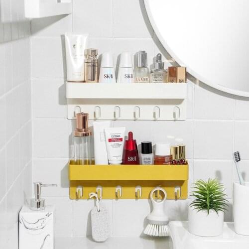 Punch-free Shelf Bathroom Rack With Hook For Kitchen Organizer And Storage Cosmetics Toiletries Storage Bathroom Accessories
