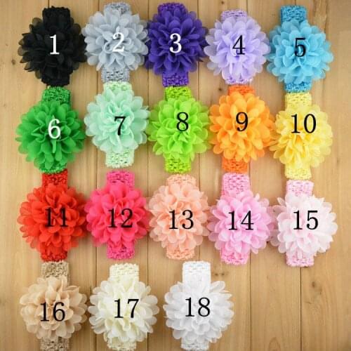 30 PCS/LOT Crochet Super Stretchy headband with chiffon large flower U Pick Colors