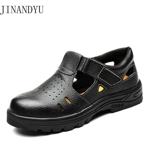 Direct Delivery Indestructible Shoes Men and Women Steel Toe Safety Boots Anti-Puncture Hollow Out Black Safety Leather Shoes