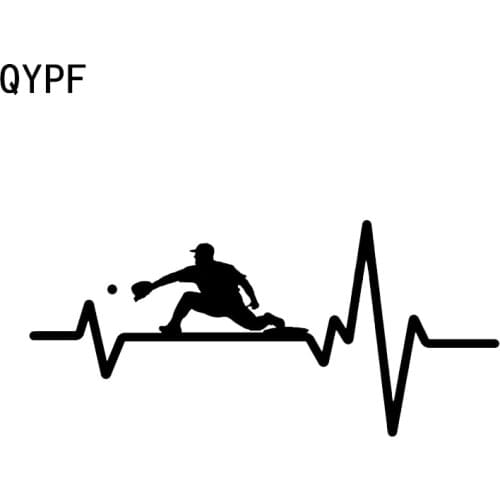 QYPF 16.5*7.6CM Coolest Heart Beat Line BASEBALL Car Stickers Decor Silhouette Vinyl Accessories Motorcycle C16-0602