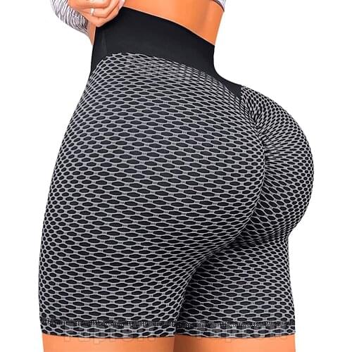 KIWI RATA High Waisted Butt Lifting Yoga Shorts for Women Tummy Control Textured Ruched Shorts Sports Gym Running Beach Hot Pant