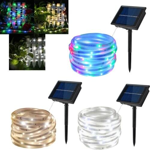 5M/100LEDs Solar RGB LED Strip Light Tape Ribbon Fairy Garlands Outdoor Waterproof for Home Party Xmas Tree Decor Holiday Lamp