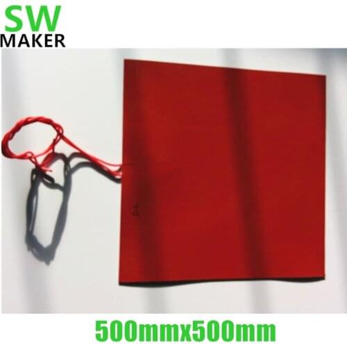 SWMAKER 110V/220V 880W 500mmx500mm Silicone Heated bed with cable 50cm Silicone heater for big size Reprap 3D printer parts