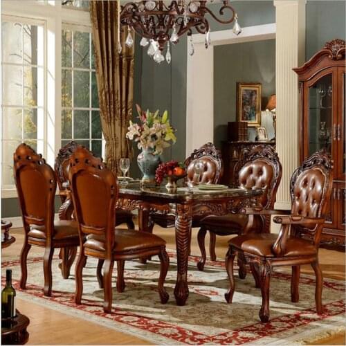 High quality European modern fabric chair dining table set 6 chairs 1084
