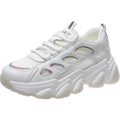 2021 Women Sneakers Shoes Women Mesh Breathable Mesh Women casual shoes Tenis Vulcanized shoes Platform Sole Casual Round Toe