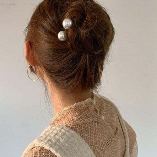 Women U-shaped Pin Metal Barrette Clip Hairpins Simulated Pearl Bridal Tiara Hair Accessories Wedding Hairstyle Design Tools