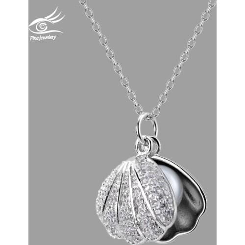 7KMOOR Real 925 Sterling Silver Zircon Shell Pearl Pendant Choker Necklace For Fashion Women Fine Jewelry Cute Accessories 2021