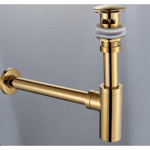 Golden Bathroom Basin Sink Tap Bottle Trap Drain Kit Waste TRAP Pop Drain Deodorization Chrome /Black/Bronze Brass Wall Siphon