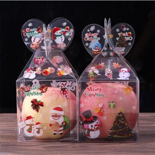 1/5/10pc Christmas Gift Box Large Packaging Box Plastic Transparent Party Favor Chocolate Candy Apple Boxes Christmas Decoration