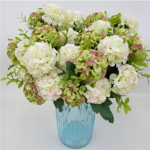 10 Heads Silk flower Artificial Hydrangea Bride Bouquet Wedding Home Decoration Simulated Flower Party Supplies