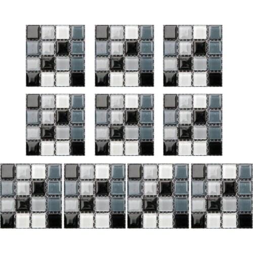 10 Sheets Sticker Tiles Mosaic Home Decor Anti-Mold 3D Wall Sticker For Kitchen Bathroom Counter Top DIY Decoration 10 X 10 Cm