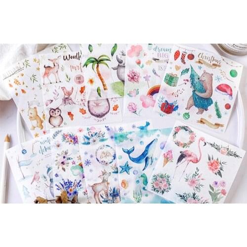 10packs/lot Lovely Fall In Love With Collage Series Stickers Diary Handmade Adhesive Paper Sticker Scrapbooking Stationery