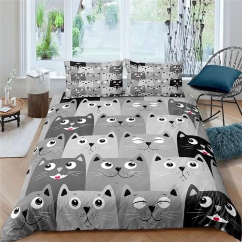 Luxury 3D Cartoon Dog Head Print 2/3Pcs Kids Bedding Sets Comfortable Duvet Cover Pillowcase Home Textile Single/Queen/King Size