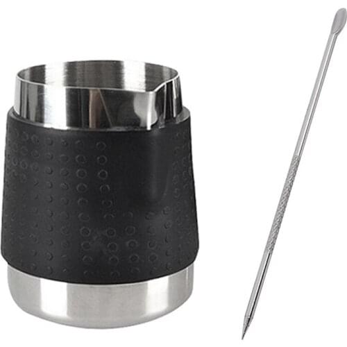 350ML Stainless Steel Milk Frothing Jug with Decorating Pen Milk Pitcher Espresso Coffee Pitcher Barista Coffee Latte